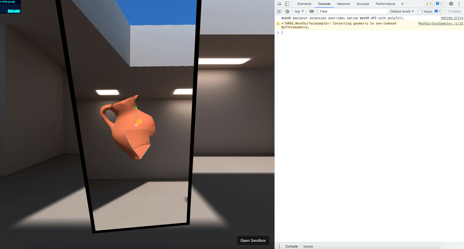 webGl/webXR art installation 'Milkmaid's Pitcher